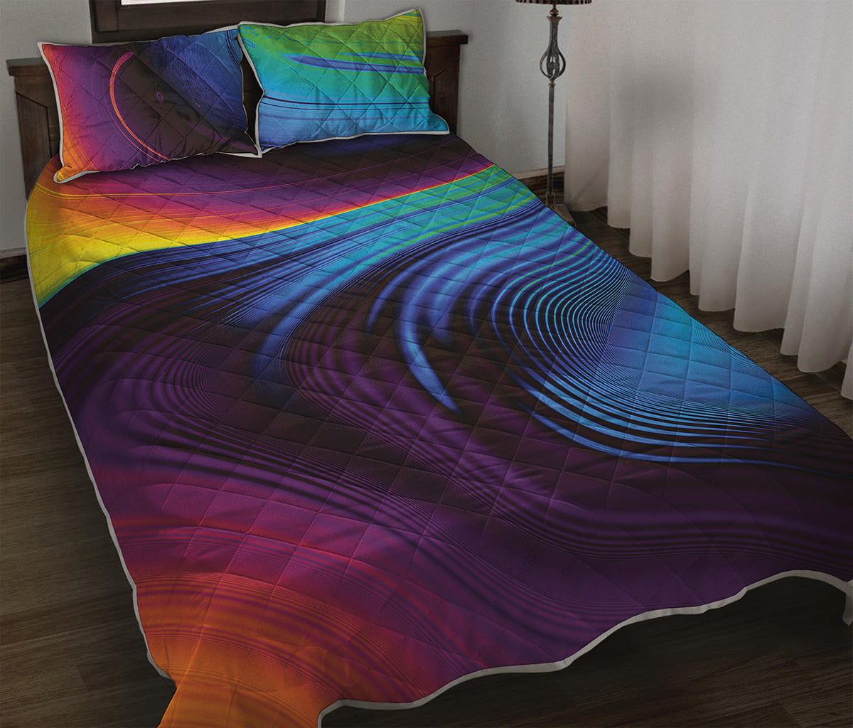 Colorful Psychedelic Print Quilt Bed Set