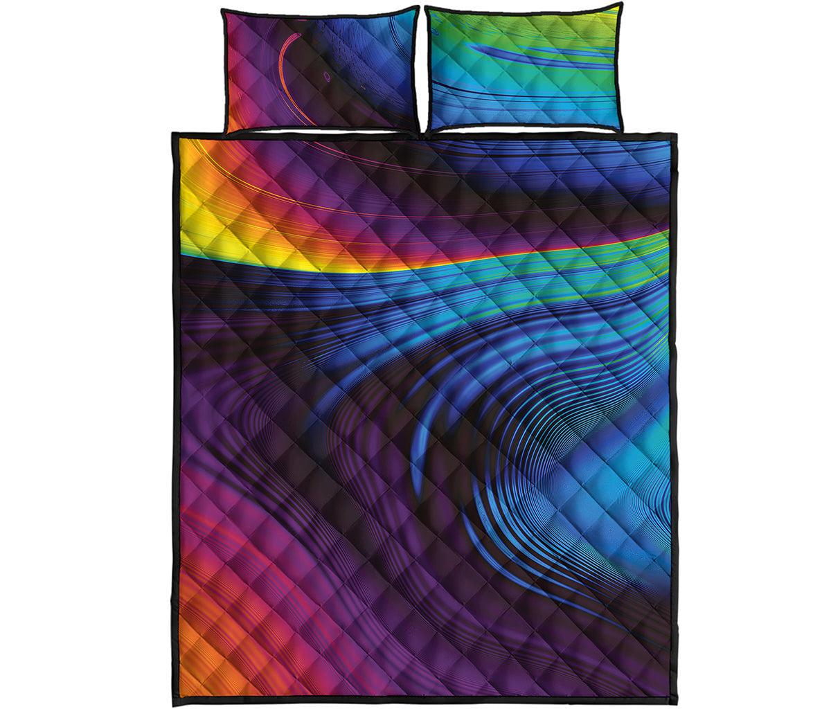 Colorful Psychedelic Print Quilt Bed Set