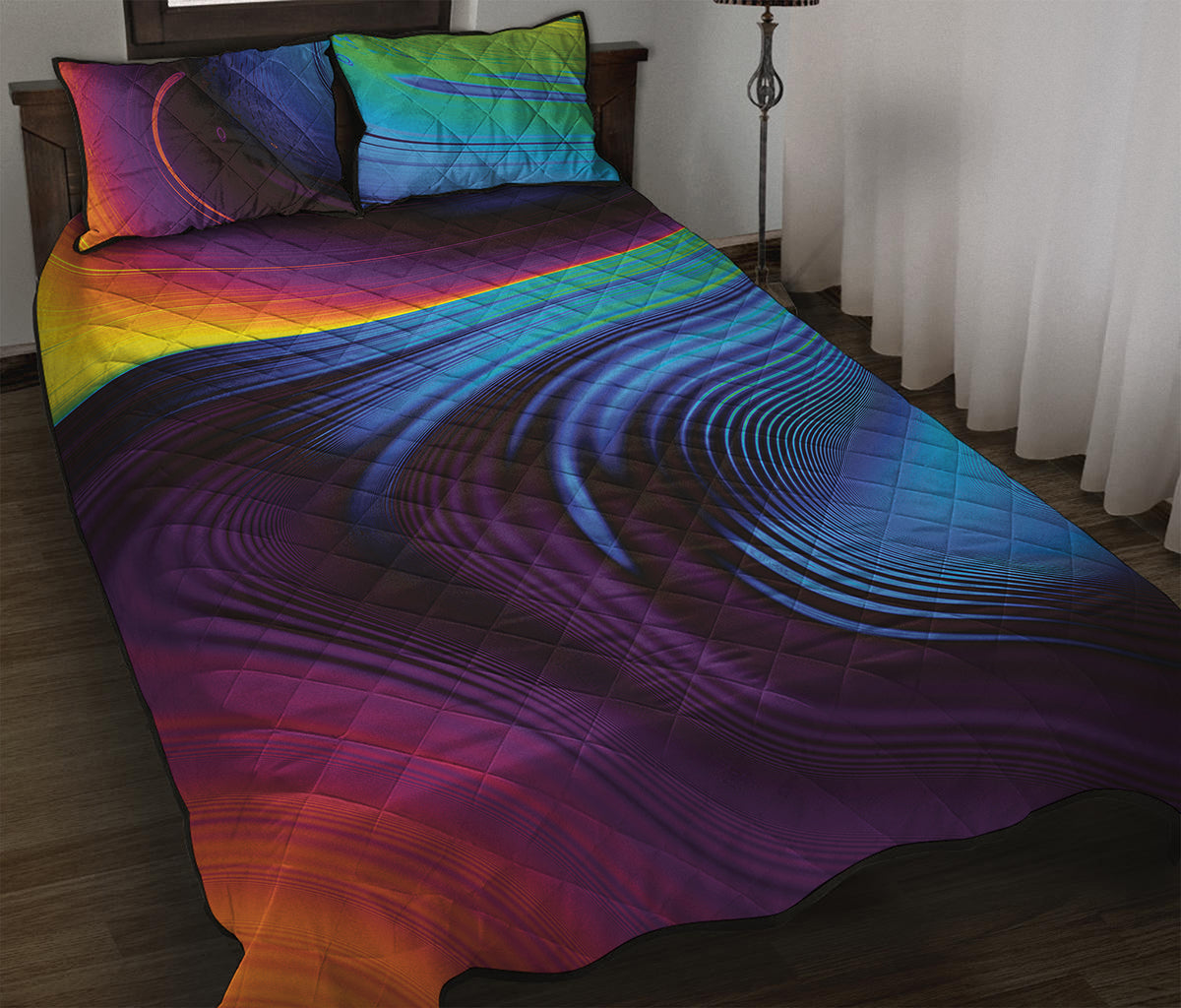Colorful Psychedelic Print Quilt Bed Set