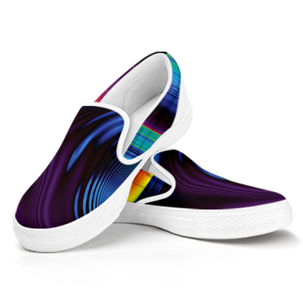 Colorful Psychedelic Print White Slip On Shoes
