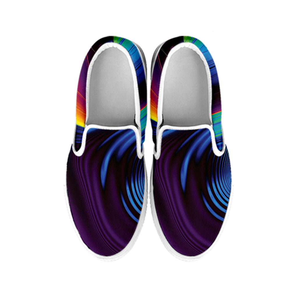 Colorful Psychedelic Print White Slip On Shoes