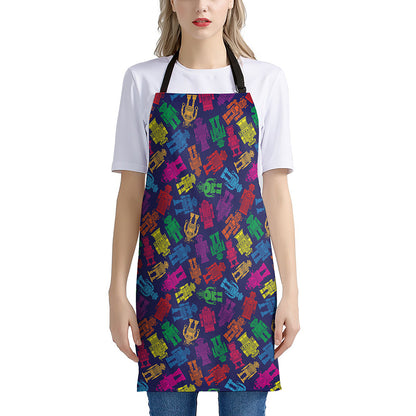 Colorful Robot Pattern Print Apron