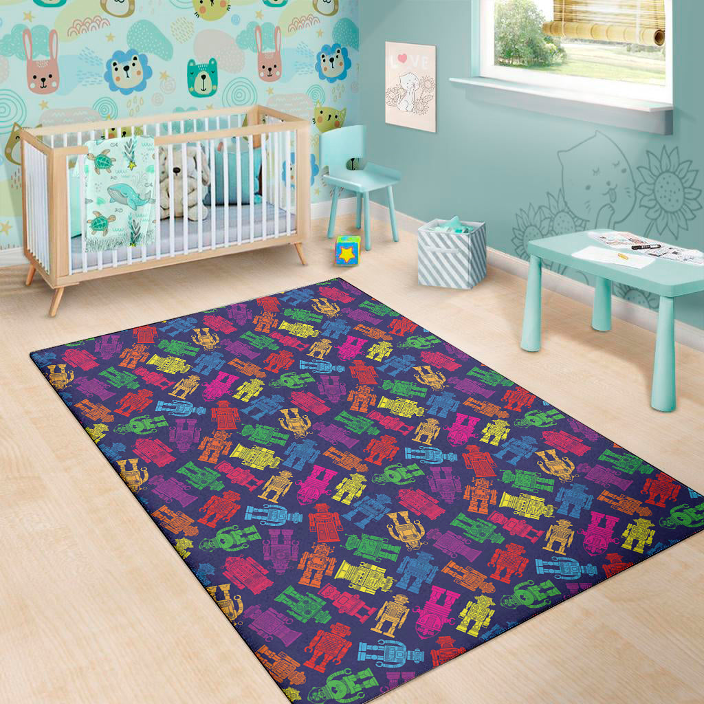 Colorful Robot Pattern Print Area Rug
