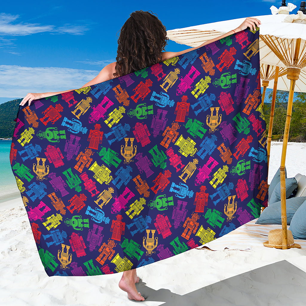 Colorful Robot Pattern Print Beach Sarong Wrap