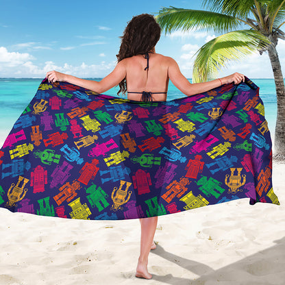 Colorful Robot Pattern Print Beach Sarong Wrap