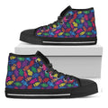 Colorful Robot Pattern Print Black High Top Sneakers