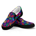 Colorful Robot Pattern Print Black Slip On Sneakers