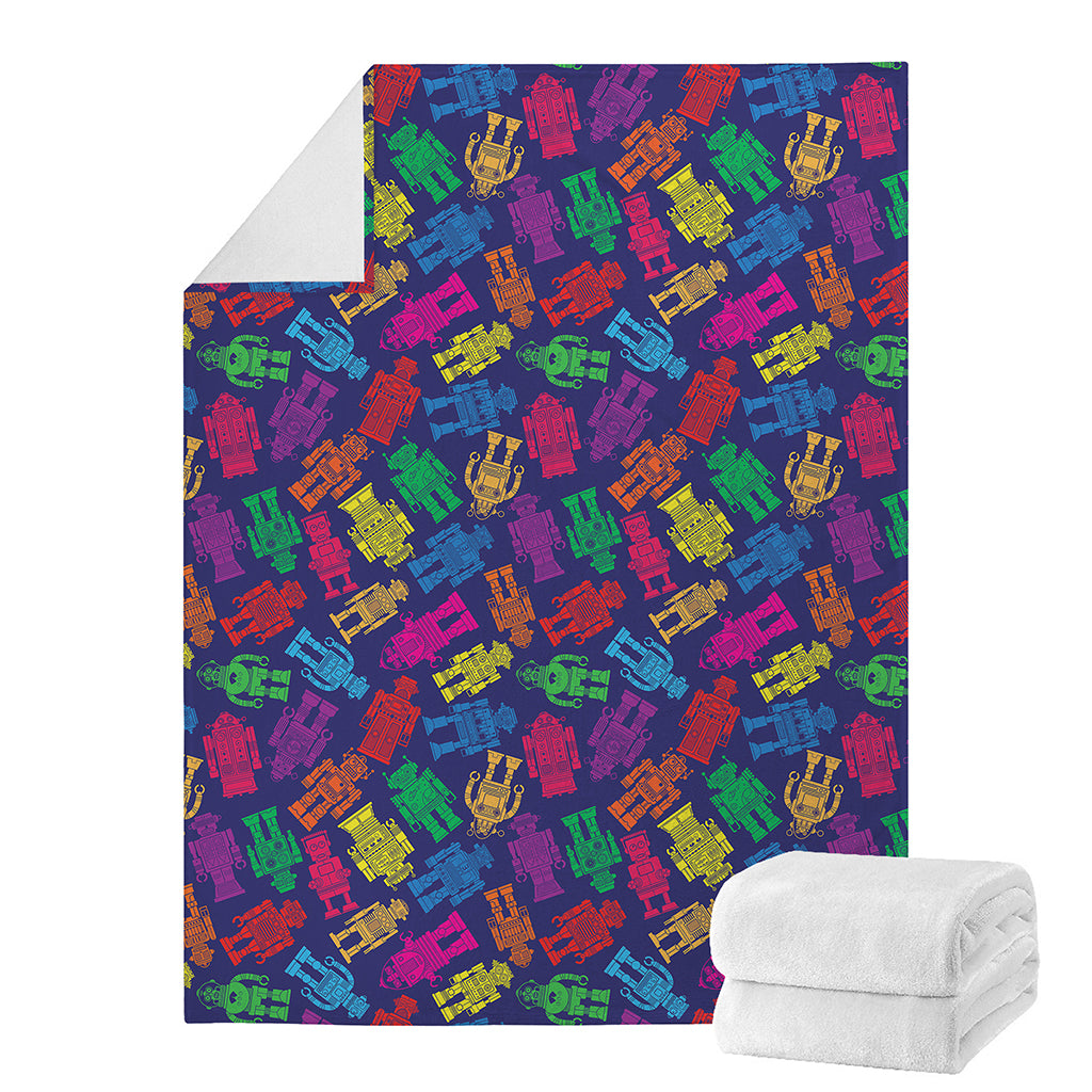 Colorful Robot Pattern Print Blanket