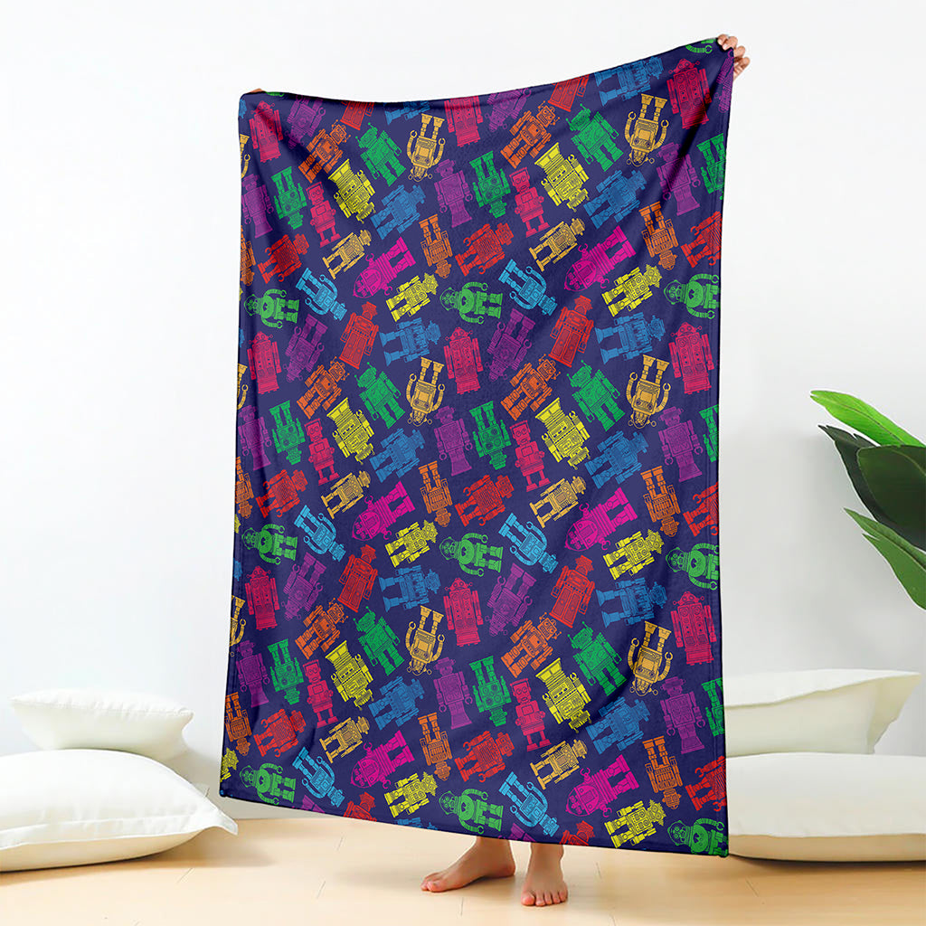 Colorful Robot Pattern Print Blanket