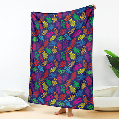 Colorful Robot Pattern Print Blanket