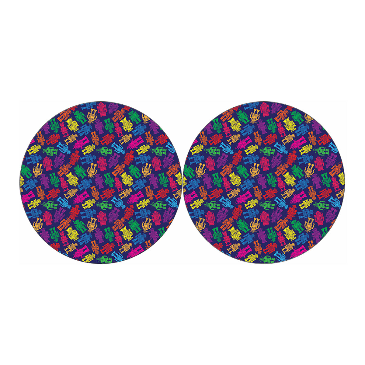 Colorful Robot Pattern Print Car Coasters