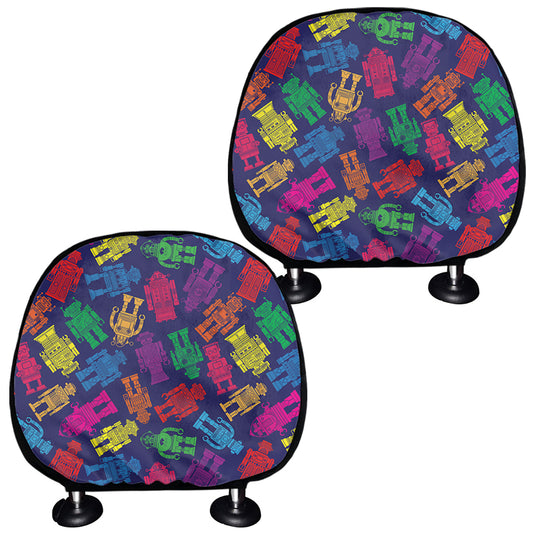Colorful Robot Pattern Print Car Headrest Covers