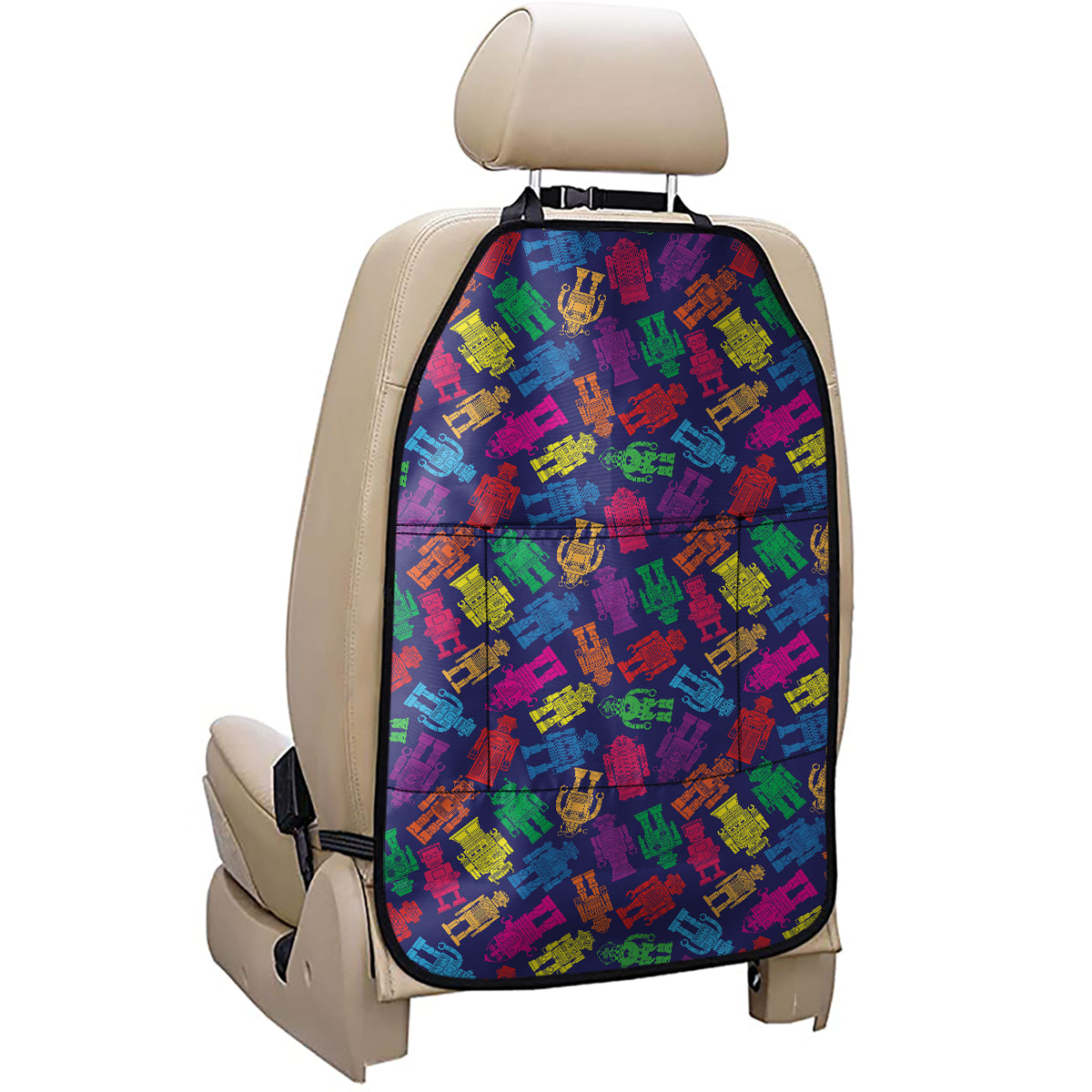Colorful Robot Pattern Print Car Seat Organizers