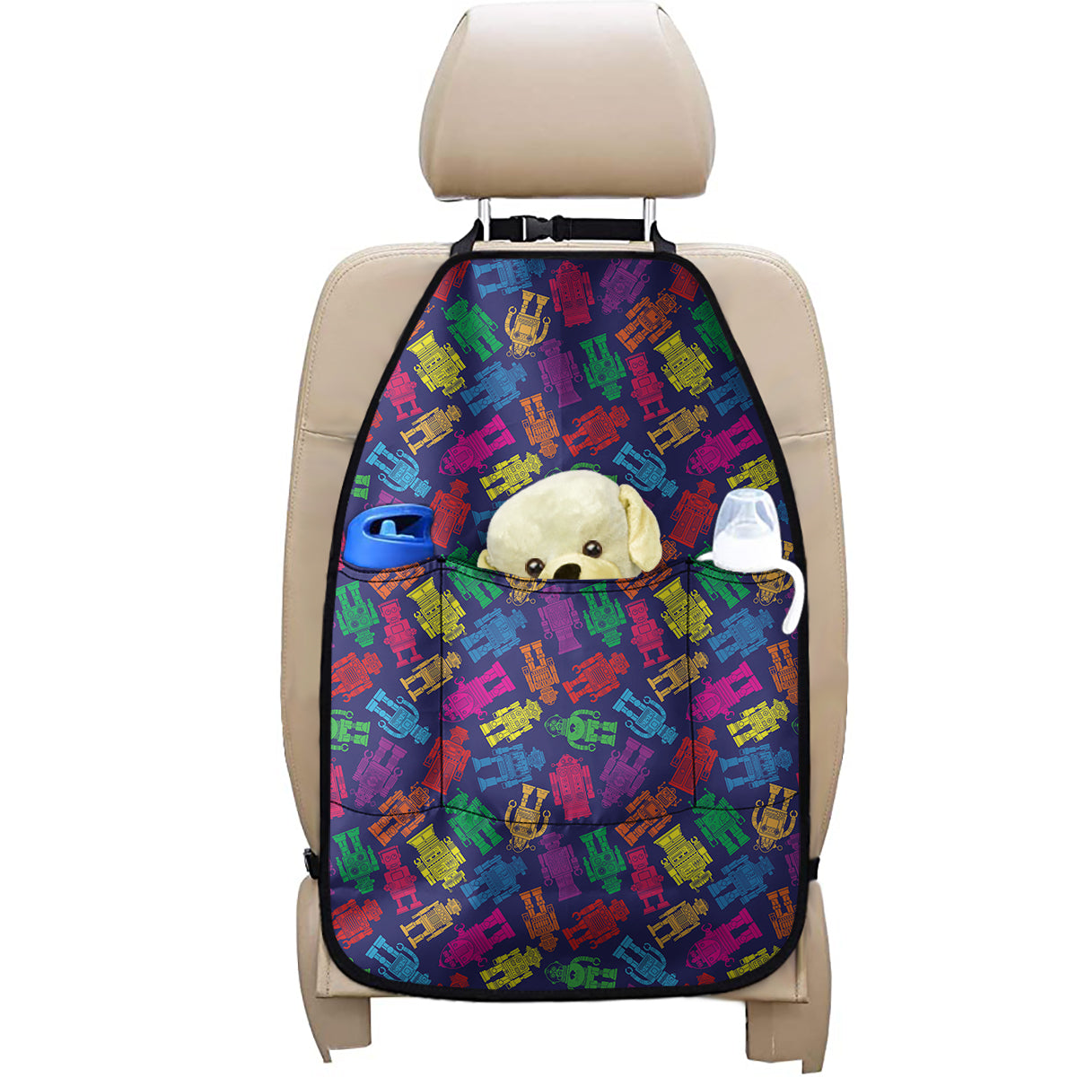 Colorful Robot Pattern Print Car Seat Organizers