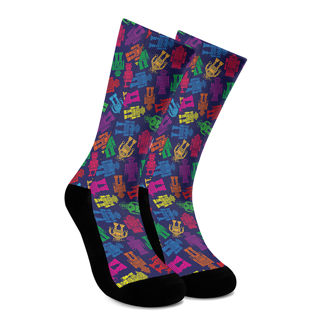 Colorful Robot Pattern Print Crew Socks