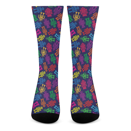 Colorful Robot Pattern Print Crew Socks
