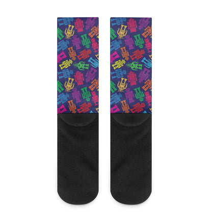Colorful Robot Pattern Print Crew Socks