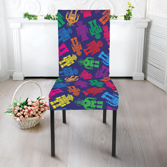 Colorful Robot Pattern Print Dining Chair Slipcover