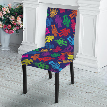 Colorful Robot Pattern Print Dining Chair Slipcover
