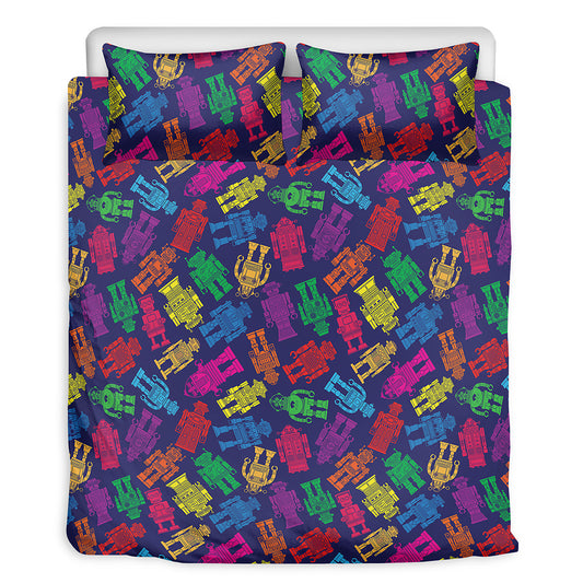 Colorful Robot Pattern Print Duvet Cover Bedding Set
