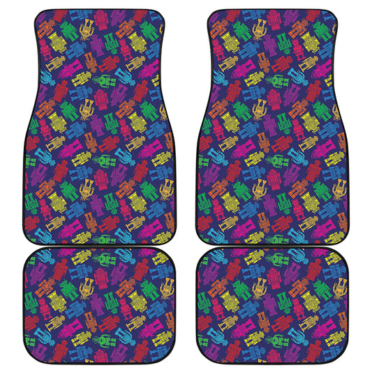 Colorful Robot Pattern Print Front and Back Car Floor Mats