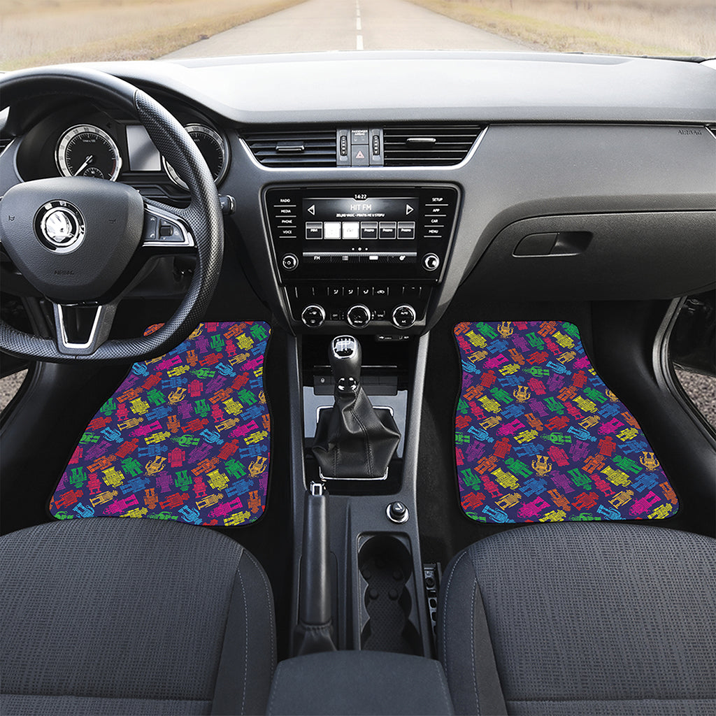 Colorful Robot Pattern Print Front and Back Car Floor Mats