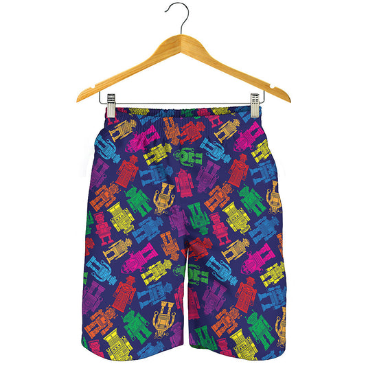 Colorful Robot Pattern Print Men's Shorts