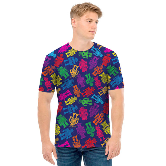 Colorful Robot Pattern Print Men's T-Shirt