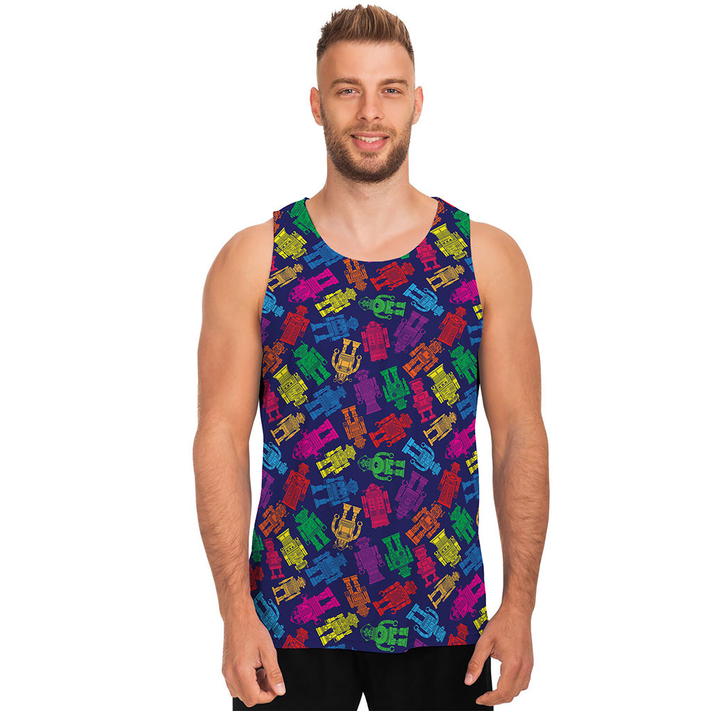 Colorful Robot Pattern Print Men's Tank Top