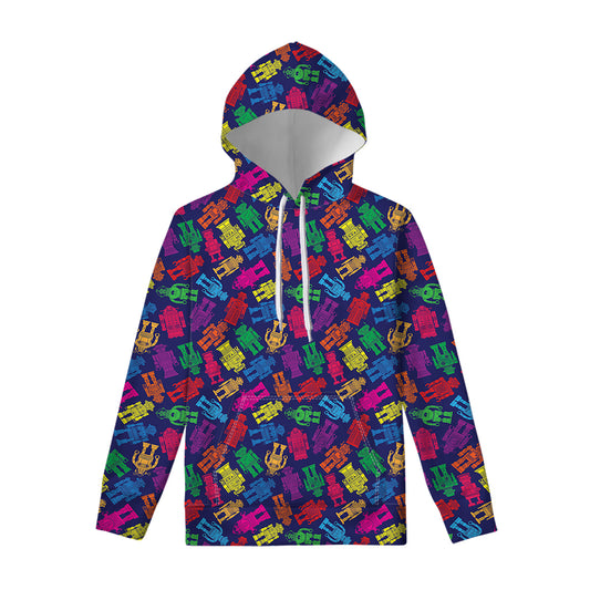 Colorful Robot Pattern Print Pullover Hoodie