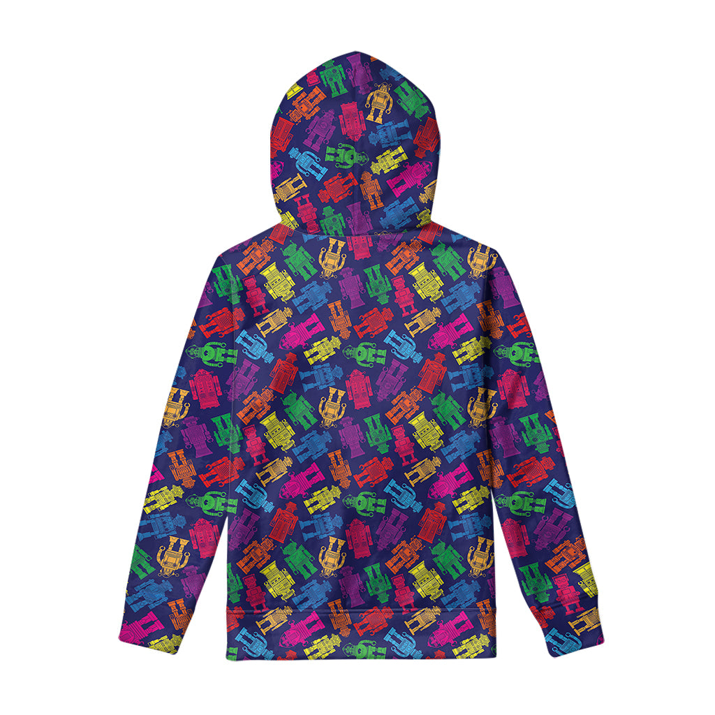 Colorful Robot Pattern Print Pullover Hoodie