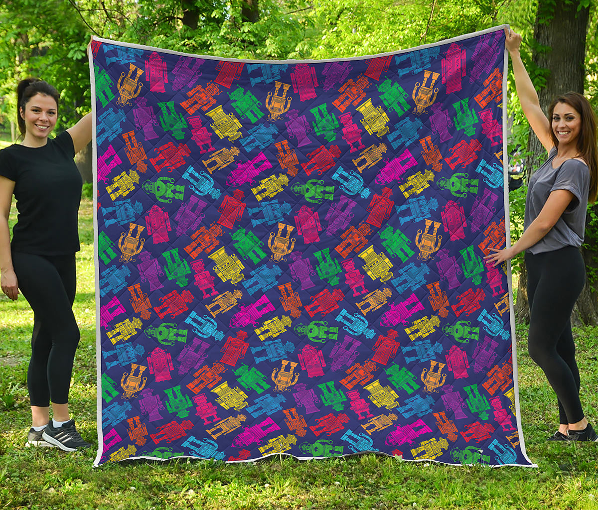 Colorful Robot Pattern Print Quilt
