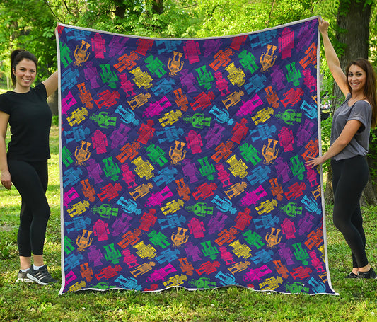 Colorful Robot Pattern Print Quilt