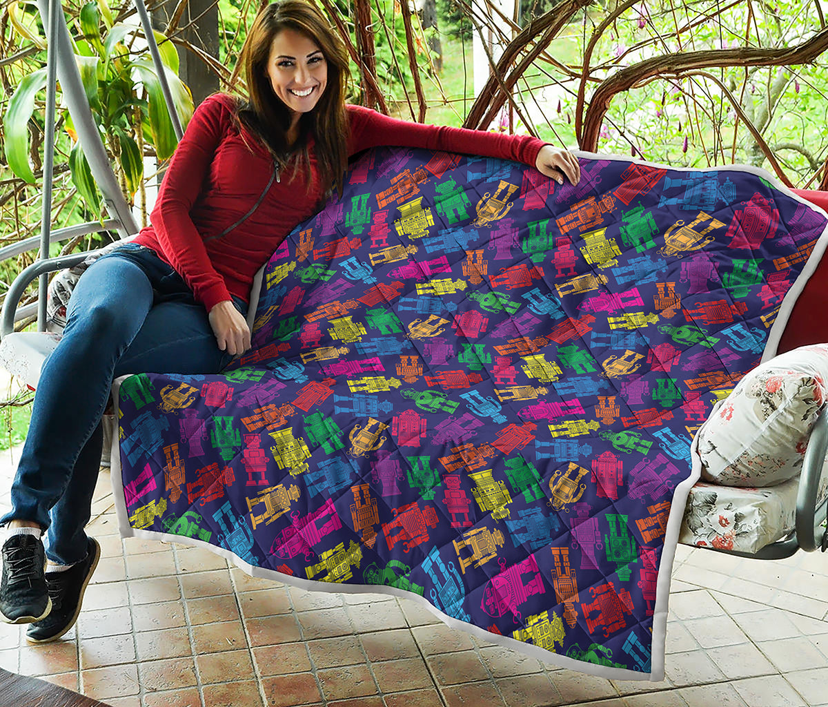 Colorful Robot Pattern Print Quilt
