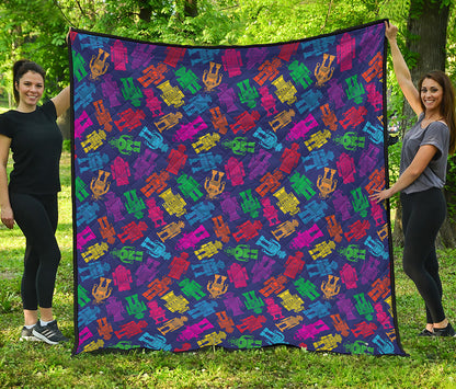 Colorful Robot Pattern Print Quilt