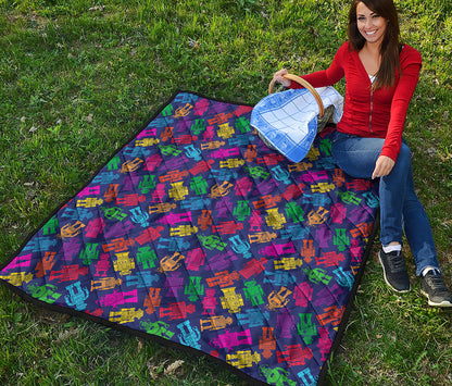 Colorful Robot Pattern Print Quilt