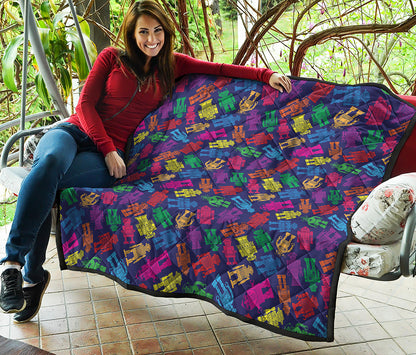 Colorful Robot Pattern Print Quilt