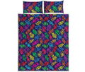 Colorful Robot Pattern Print Quilt Bed Set