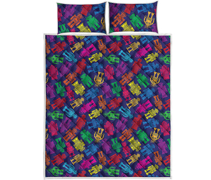 Colorful Robot Pattern Print Quilt Bed Set
