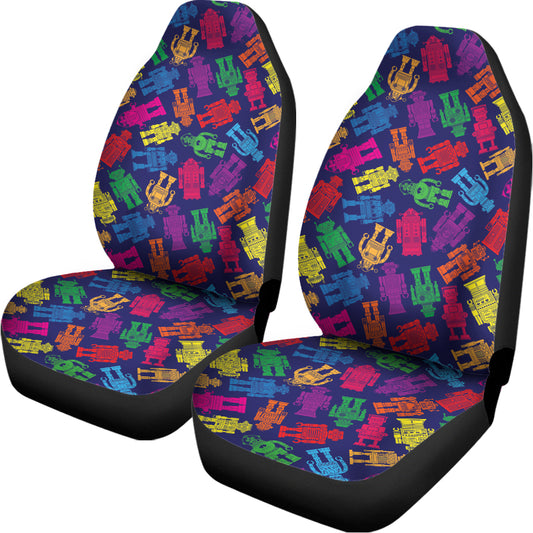Colorful Robot Pattern Print Universal Fit Car Seat Covers