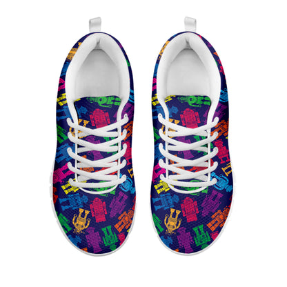 Colorful Robot Pattern Print White Sneakers