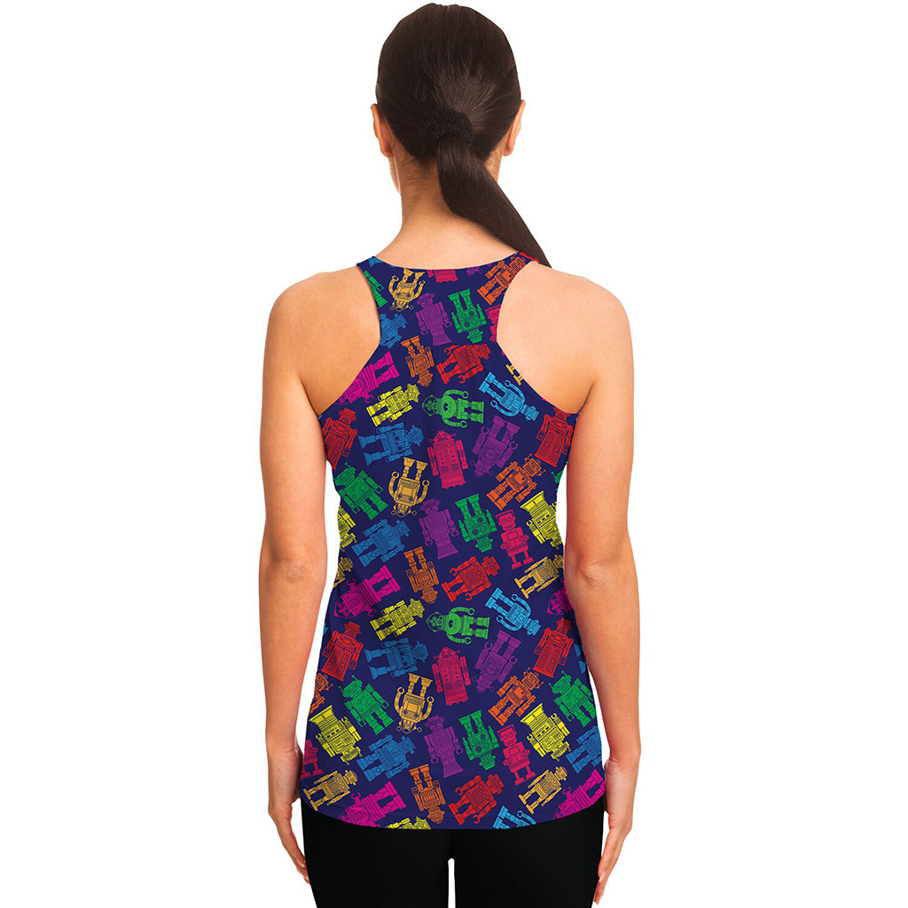 Colorful Robot Pattern Print Women's Racerback Tank Top