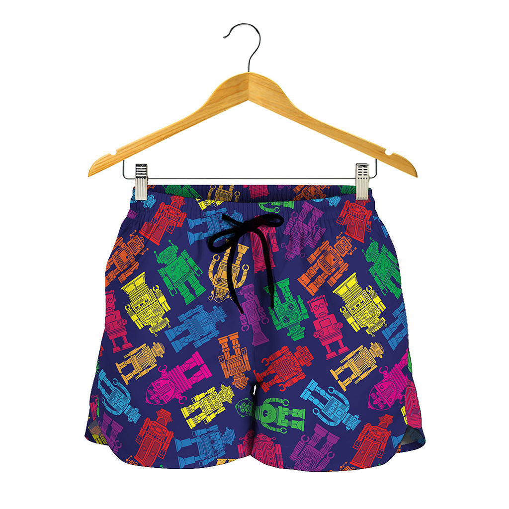 Colorful Robot Pattern Print Women's Shorts