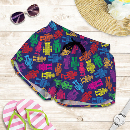 Colorful Robot Pattern Print Women's Shorts