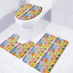 Colorful Rooster Pattern Print 3 Piece Bath Mat Set
