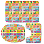 Colorful Rooster Pattern Print 3 Piece Bath Mat Set