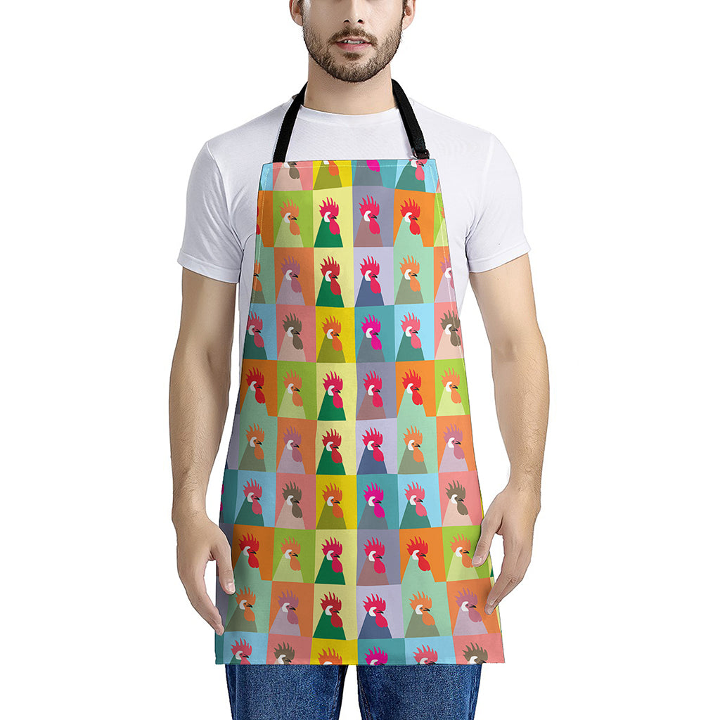 Colorful Rooster Pattern Print Apron