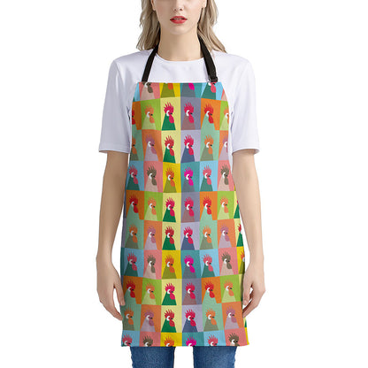 Colorful Rooster Pattern Print Apron