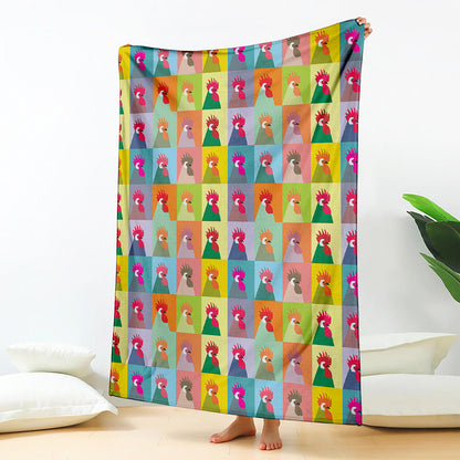 Colorful Rooster Pattern Print Blanket