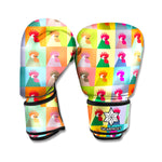 Colorful Rooster Pattern Print Boxing Gloves